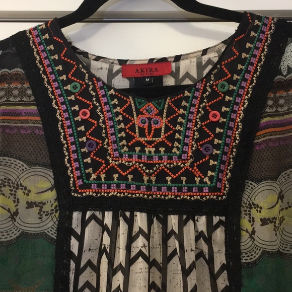 AKIRA Sheer Patterned Embroidered Dress - Picture 2 of 4